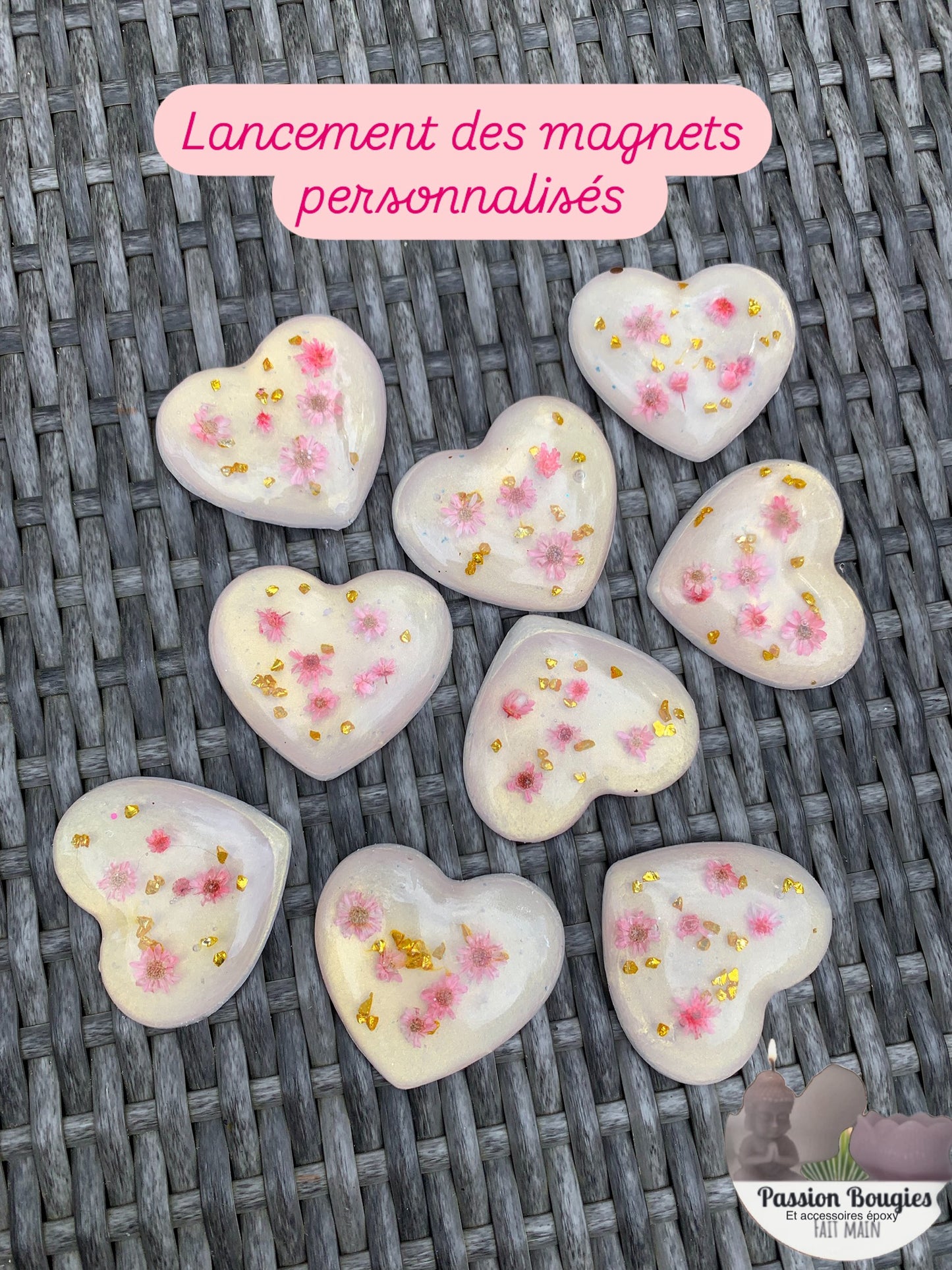 Magnets forme coeur personnalisables