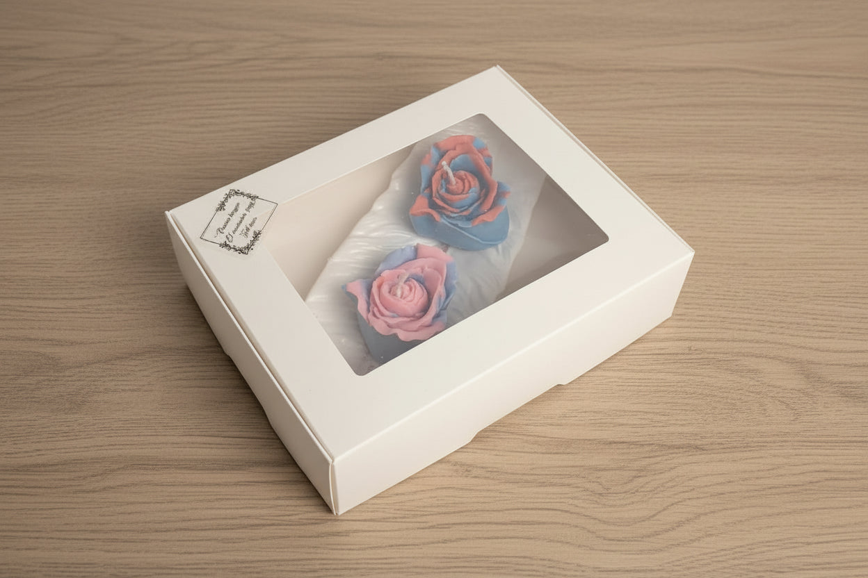 Coffret bougies cœurs sur support plume