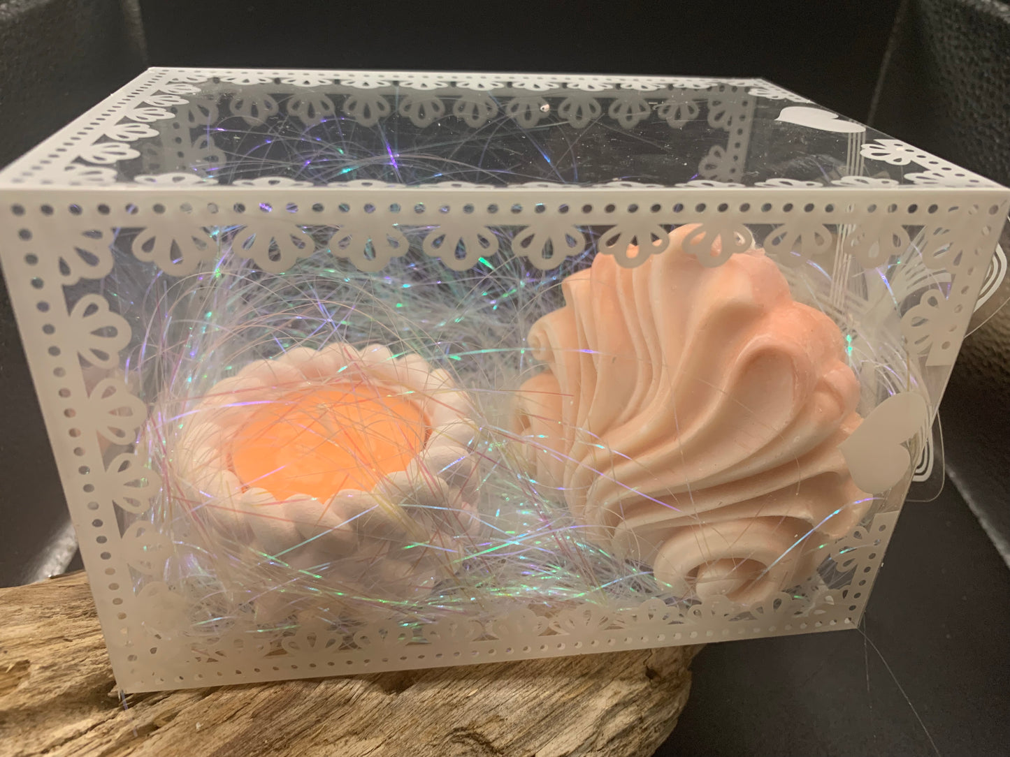 Coffret bougies coquillage et photophore tressé