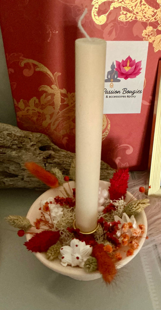 Cadre suspendu cœur - composition florale artisanale Passion Bougies