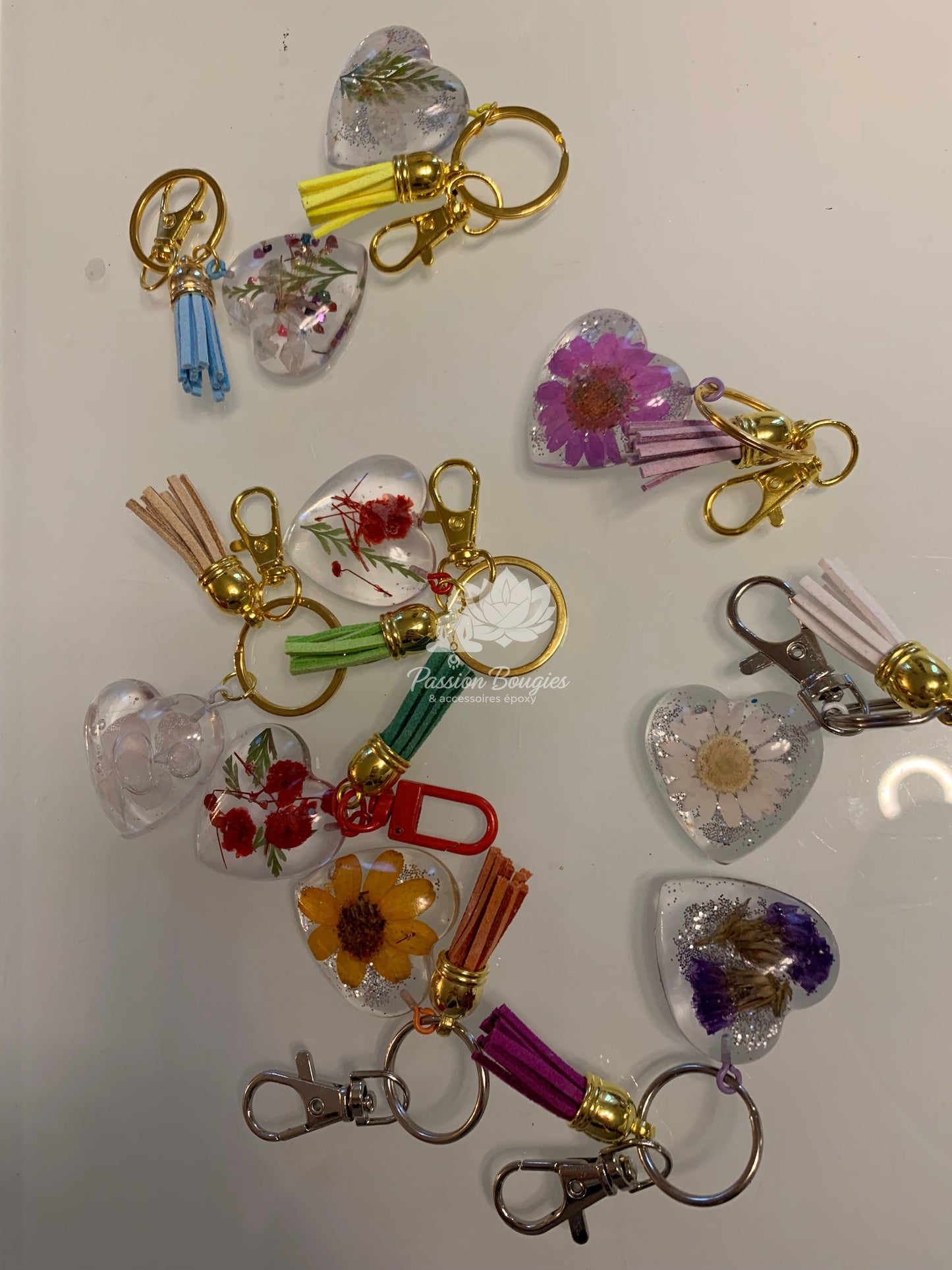 Porte-clef cœur floral
