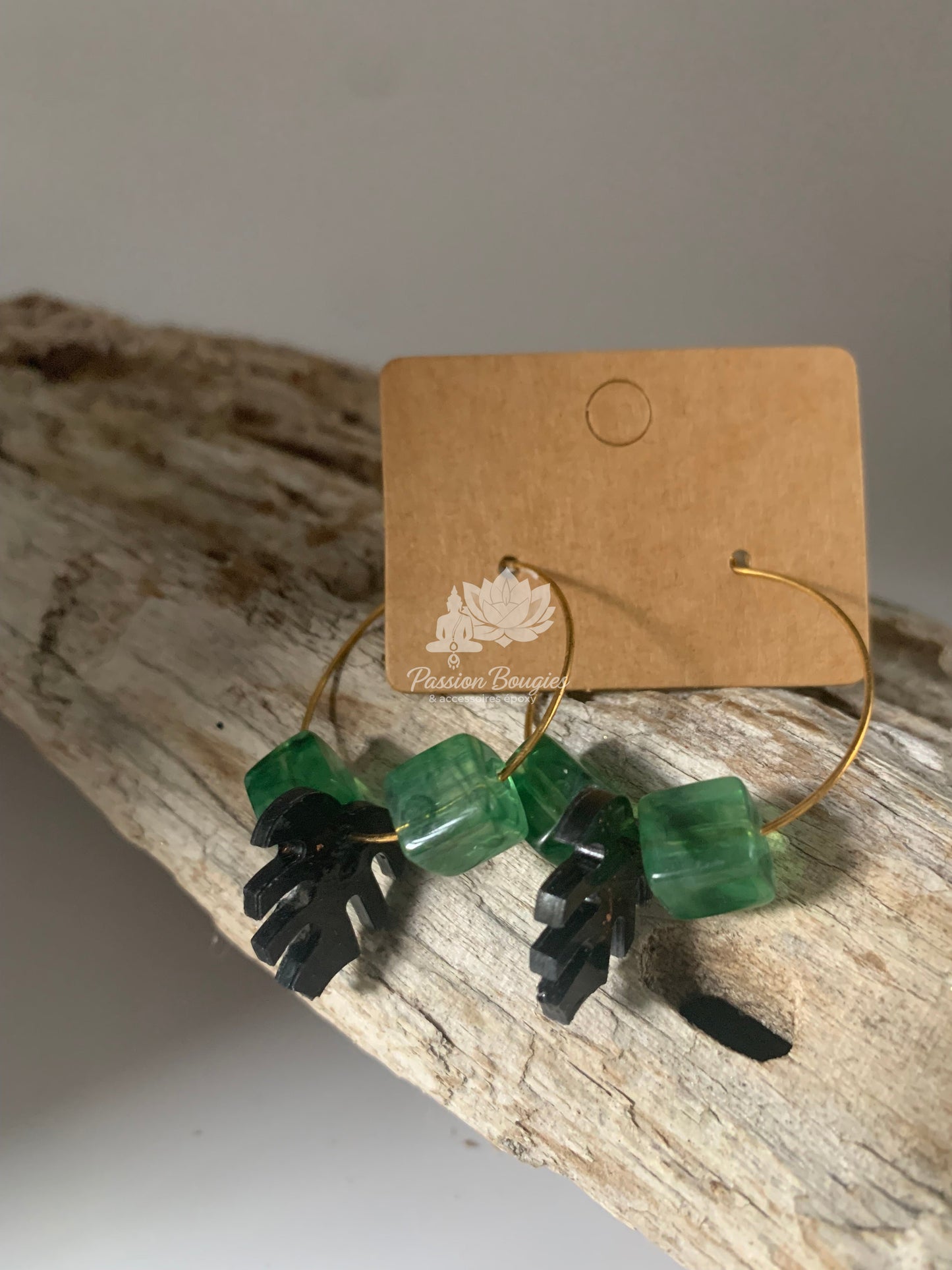 Boucles d’oreilles créoles monstera