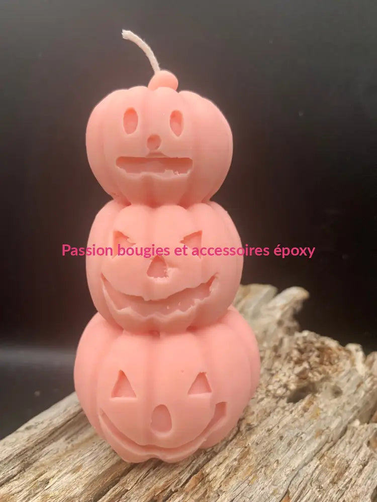 Bougie 3 citrouilles Halloween đ Orange rosĂ© bougies 3 citrouilles