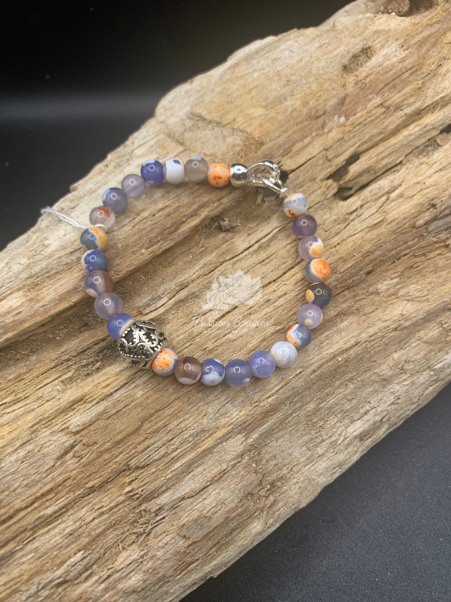 Bracelet agate orange bleu