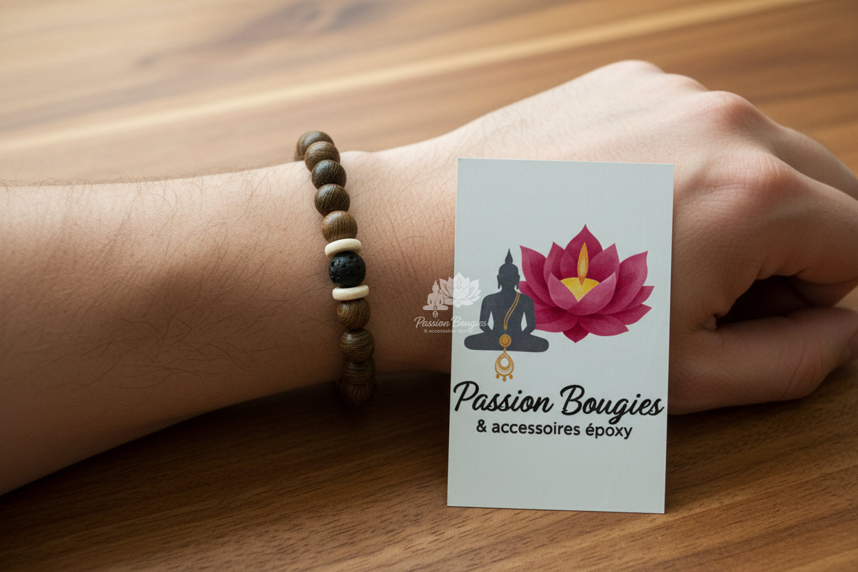 Bracelet homme en perles de bois