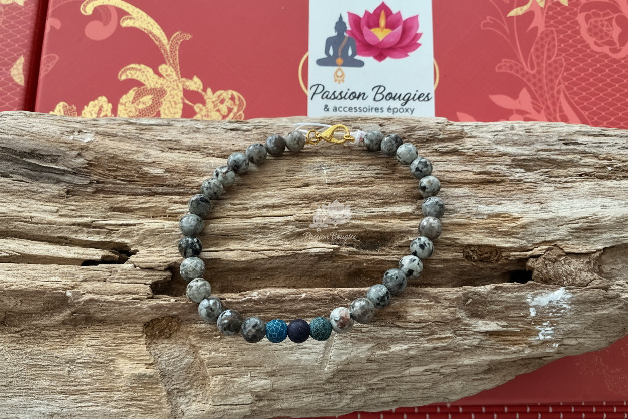 Bracelet pierre de jade et volcanique