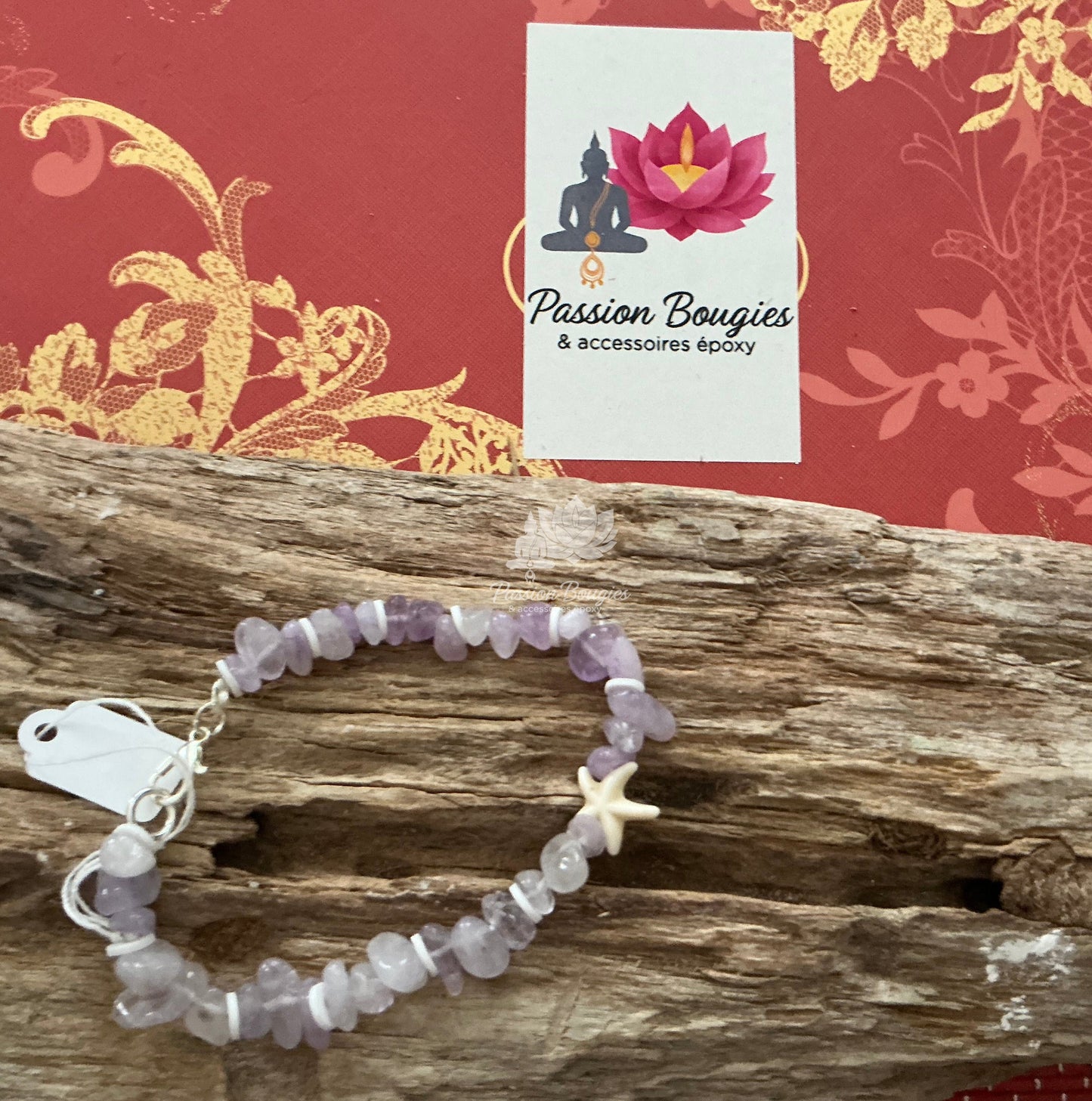 Bracelet en pierres d’améthyste lavande - étoile