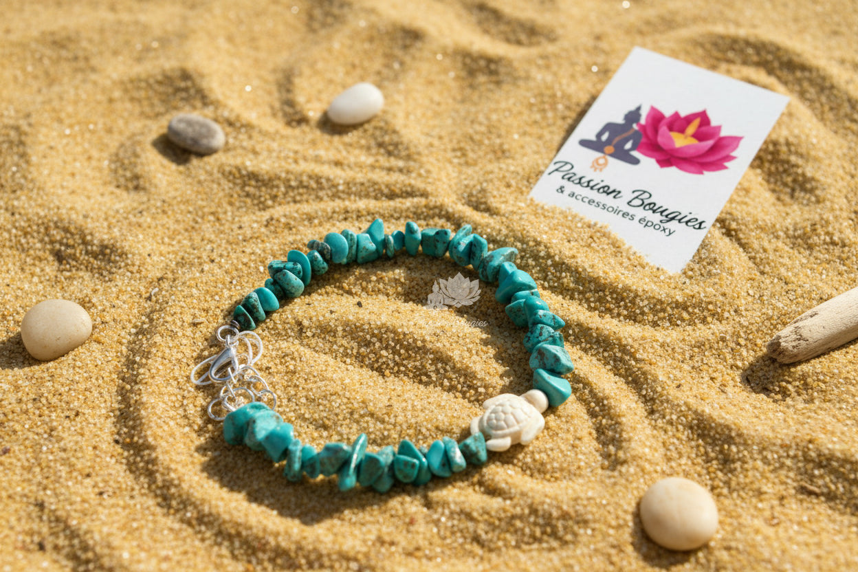 Bracelet en pierres de turquoise - tortue