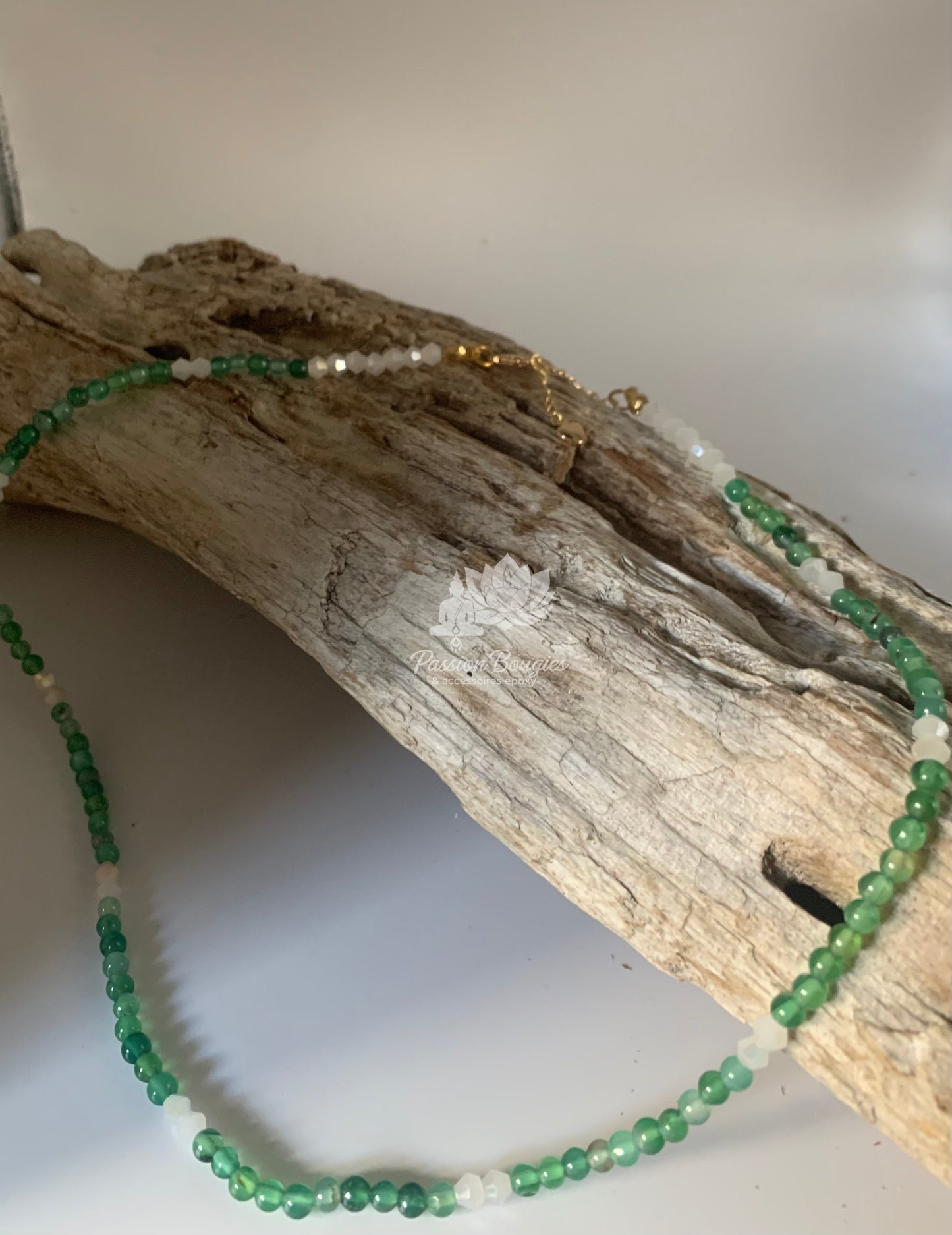 Collier pierres d’agate verte