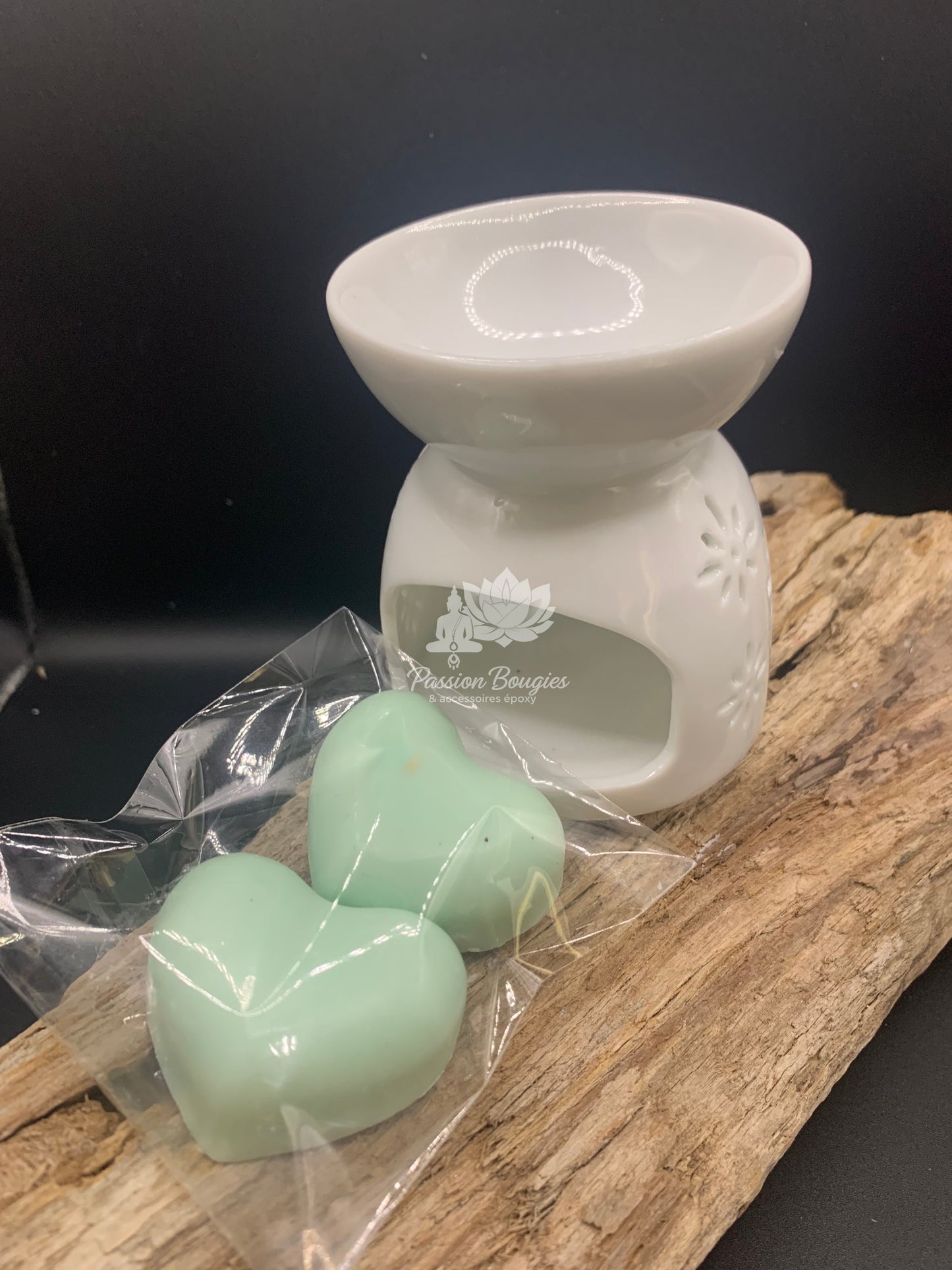 Diffuseur floral avec 2 fondants cœur parfumés à la tarte au citron meringuée
