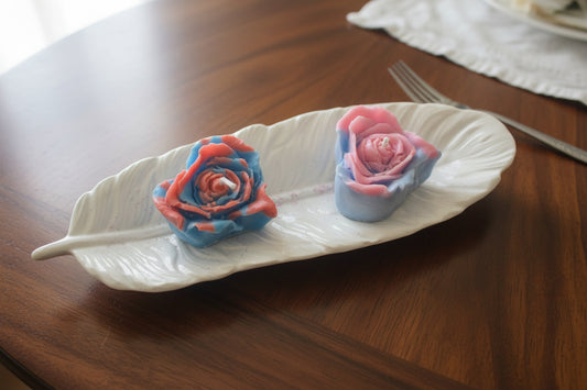 Coffret bougies cœurs sur support plume