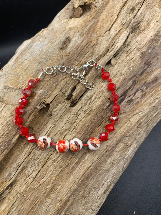 Bracelet porcelaine rouge