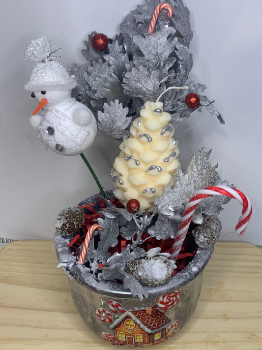 Compositions bouquet de Noël bonhomme de neige