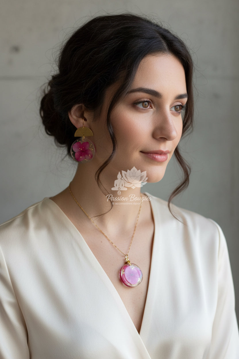 Parure fleur fuschia