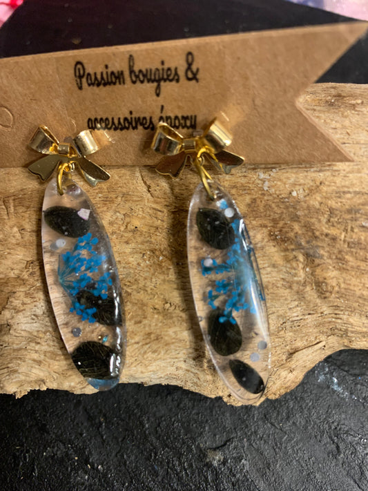 Boucles d’oreilles corail bleu