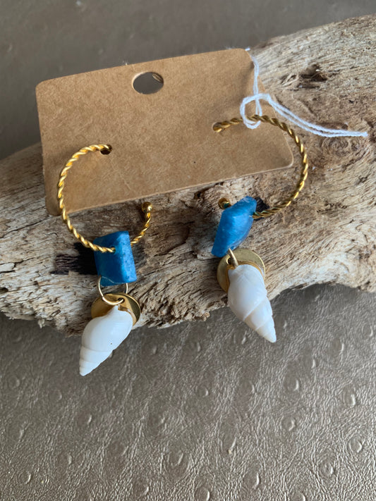 Boucles d’oreilles coquillage blanc