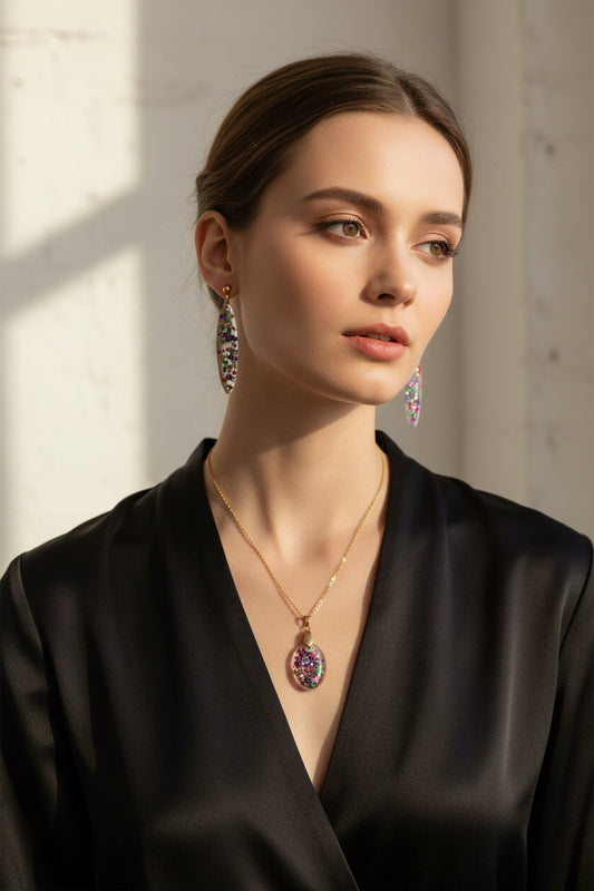 Parure pépites multi couleurs