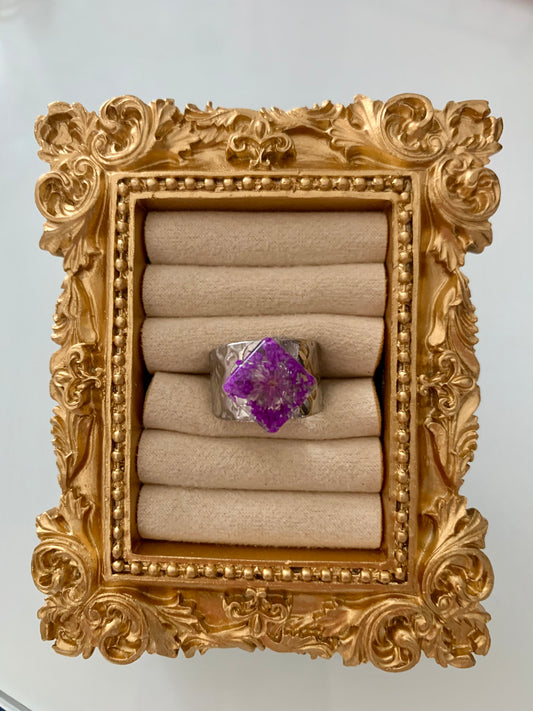 Bague carré nacré croix - bijou artisanal fait main Passion Bougies