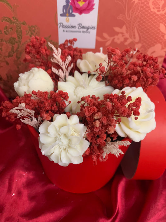 Coffret bijoux, bougie fleur - bougie artisanale cire de soja Passion Bougies