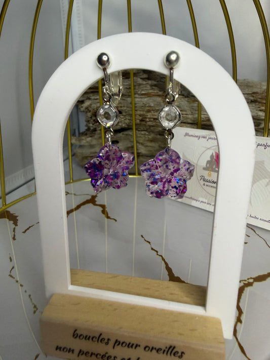 Boucles d’oreilles fleurs de turquoise - bijou artisanal fait main Passion Bougies