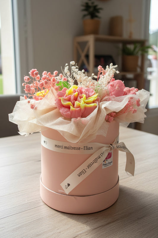 Composition florale personnalisable avec message