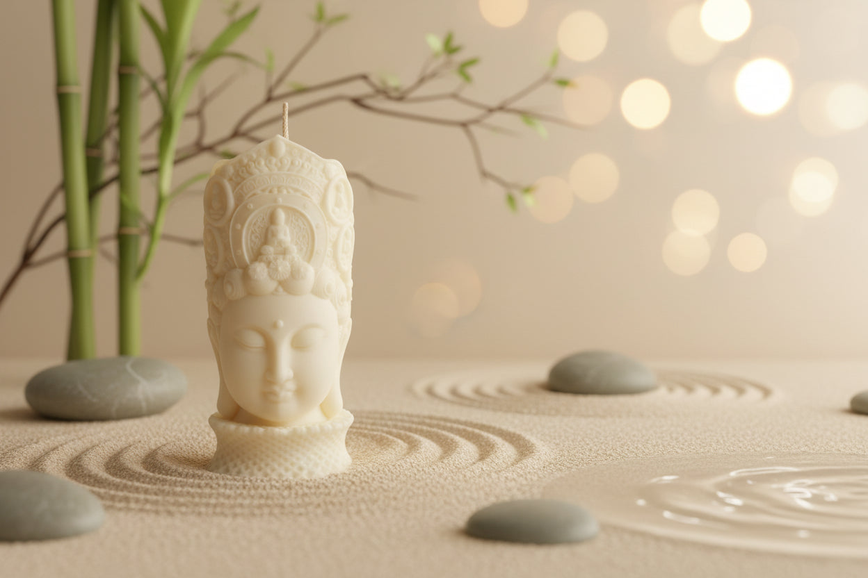 Bouddha tête avec couronne 3D