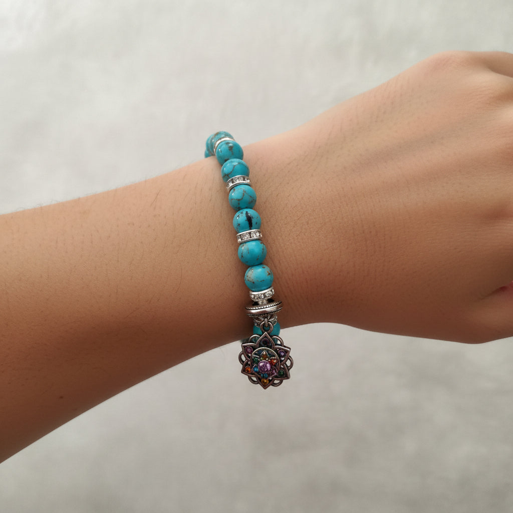 Bracelet en turquoise arbre à vie chahkra
