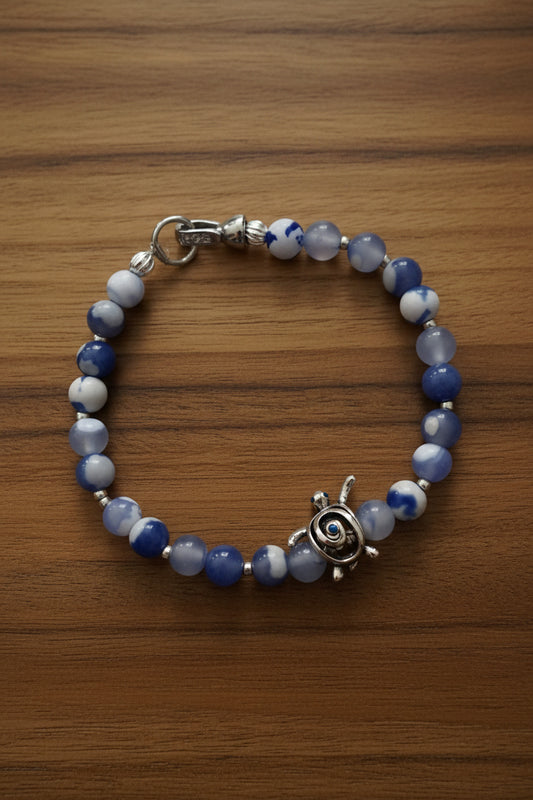 Bracelet en agate nuage - tortue
