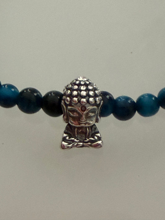 Bracelet en pierres d’œil de tigre bleu
