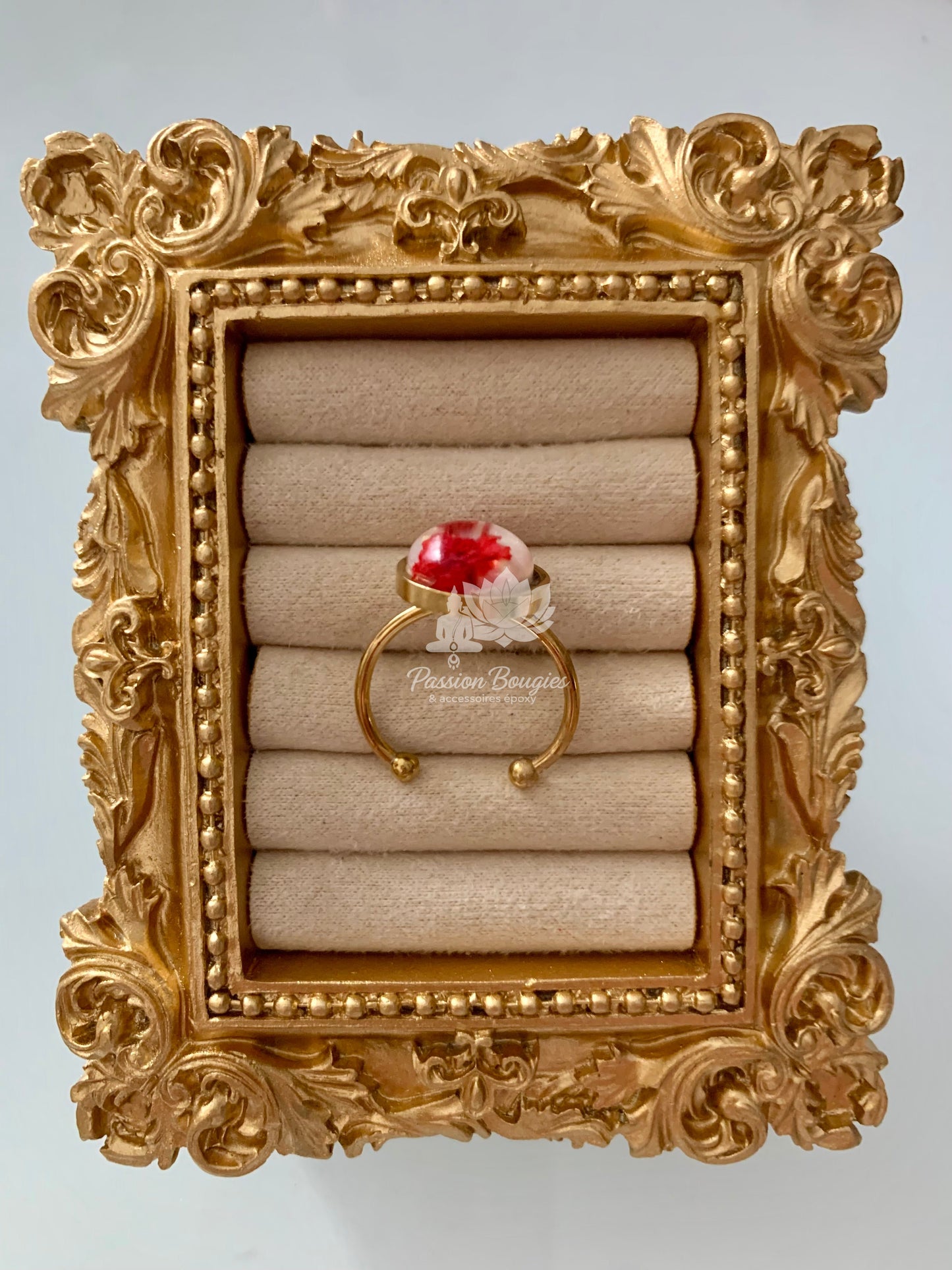 Bague fleur de gysophyle rouge