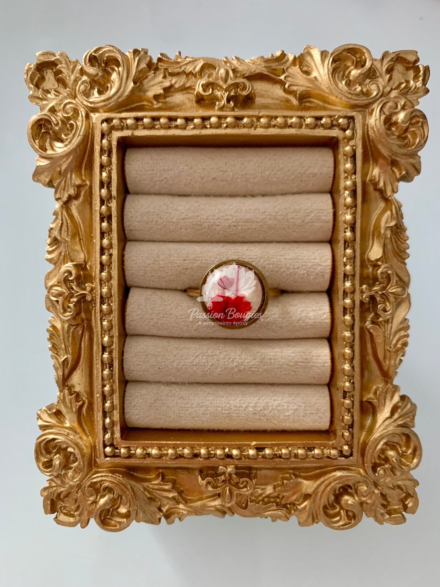 Bague fleur de gysophyle rouge