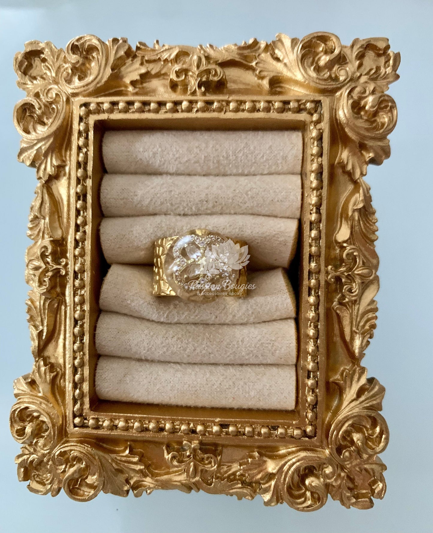 Bague strass trèfle