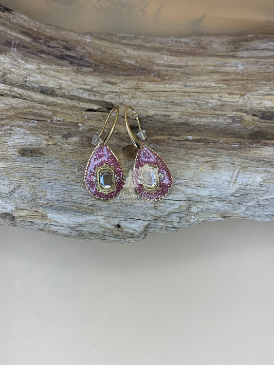 Boucles d’oreilles pailleté rosé doré 2