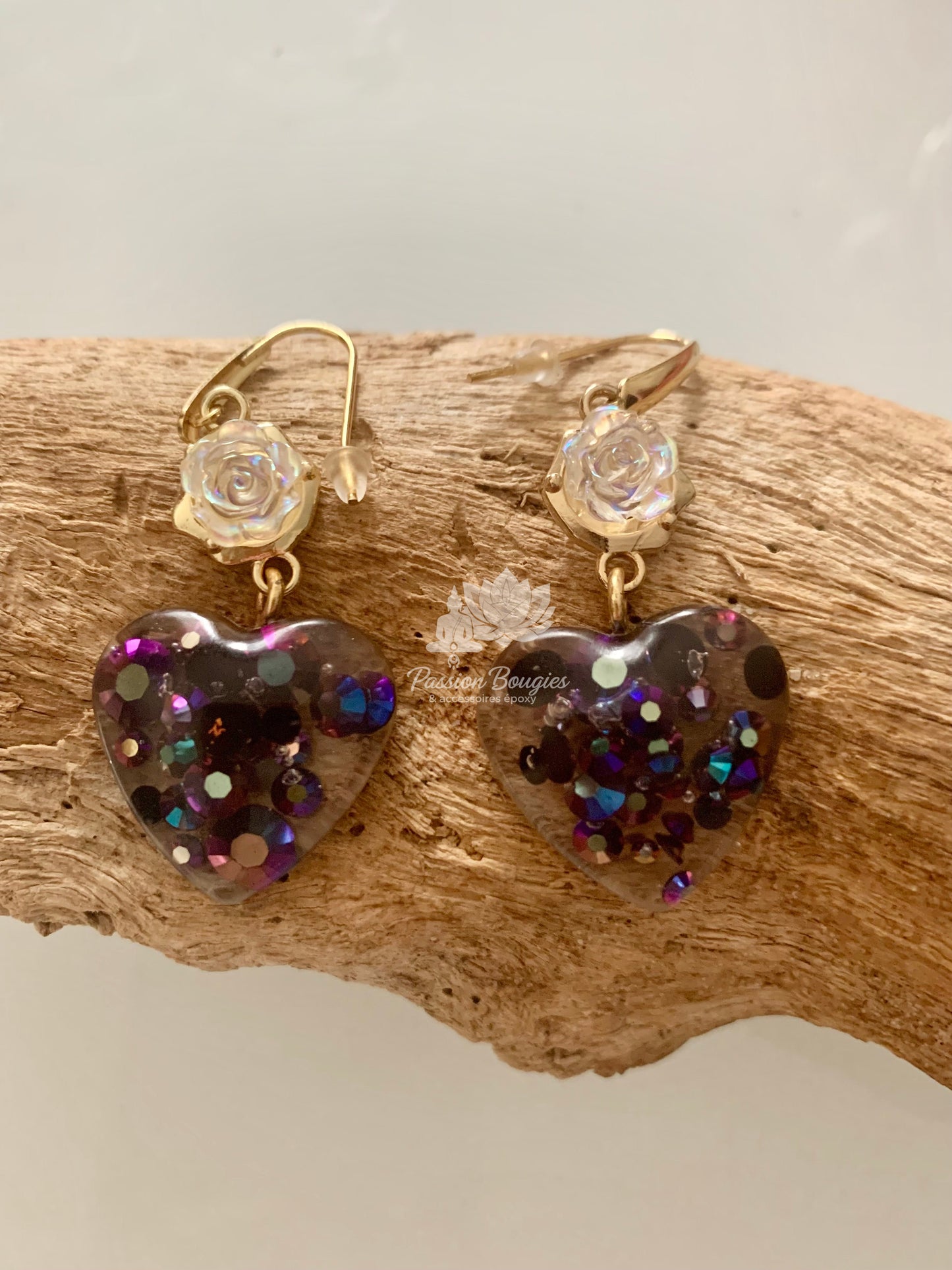 Boucles d’oreilles cœur strass