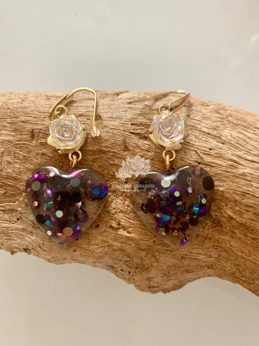 Boucles d’oreilles cœur strass