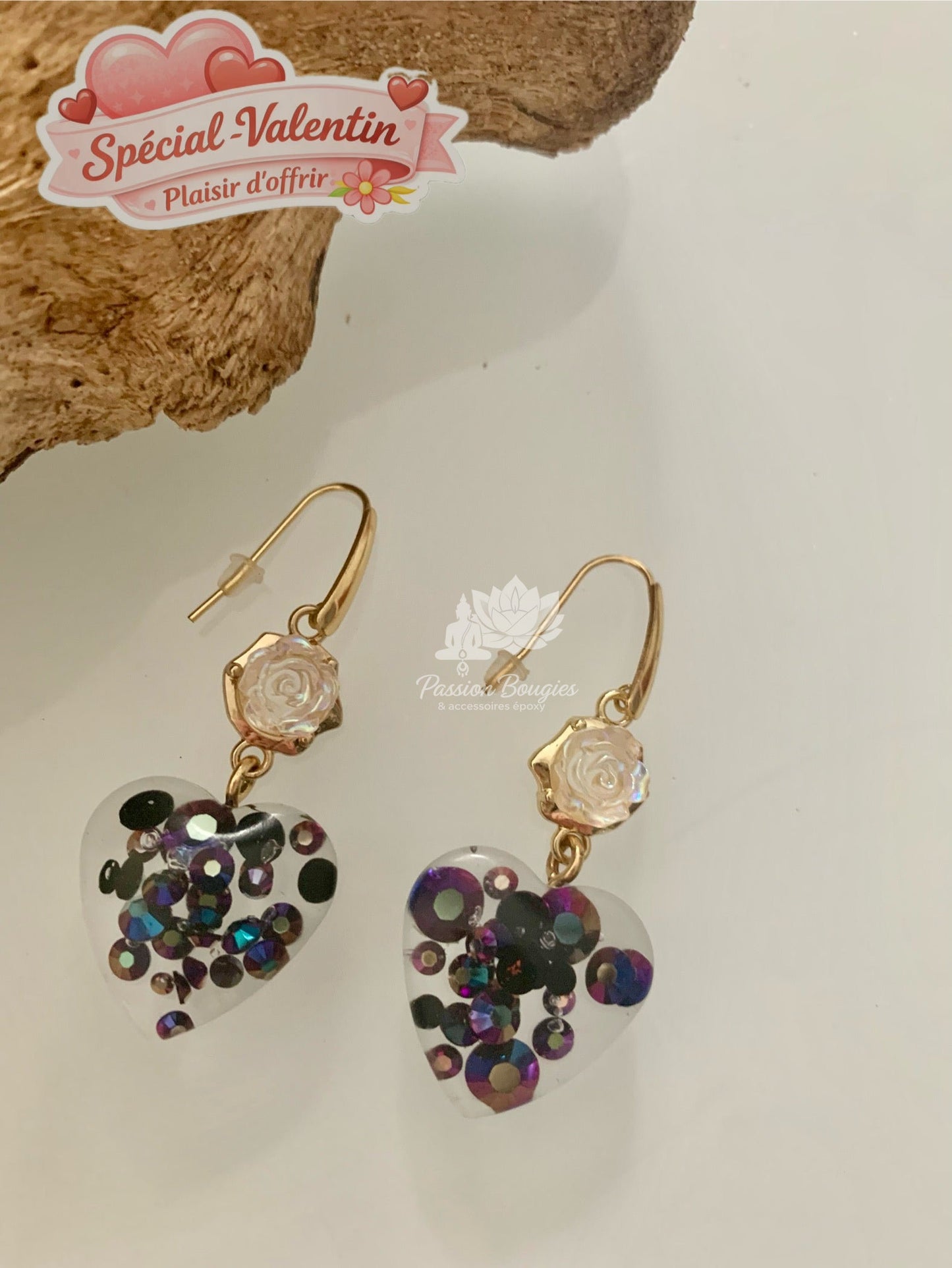 Boucles d’oreilles cœur strass