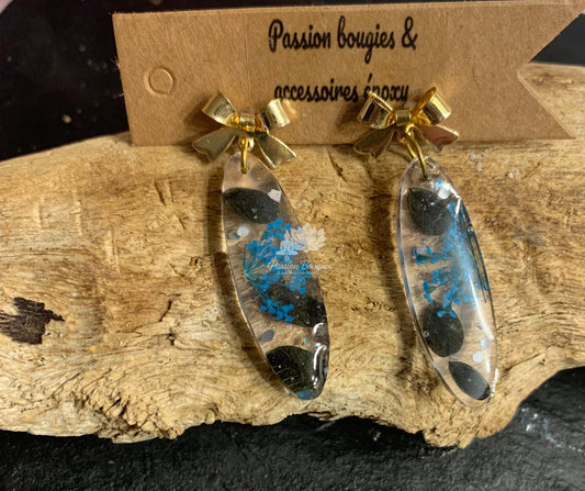 Boucles d’oreilles corail bleu