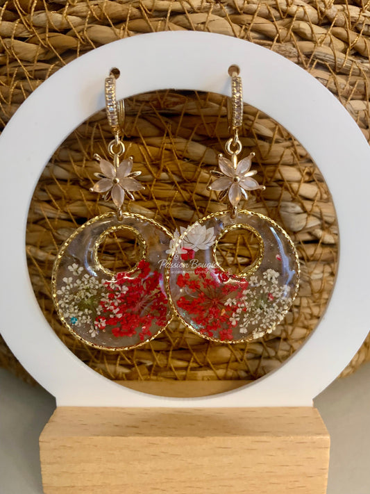 Boucles d’oreilles créoles florales