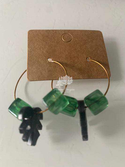 Boucles d’oreilles créoles monstera