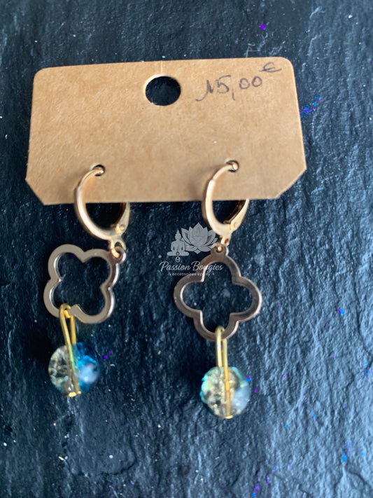 Boucles d’oreilles cristal trèfle