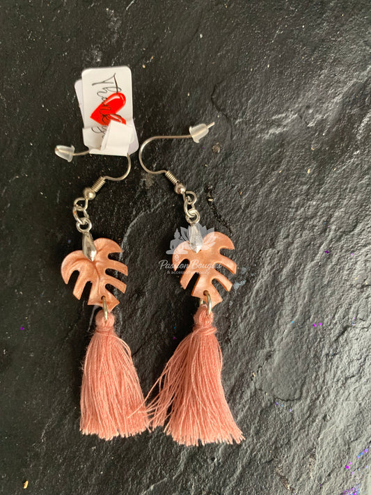 Boucles d’oreilles feuille monstera