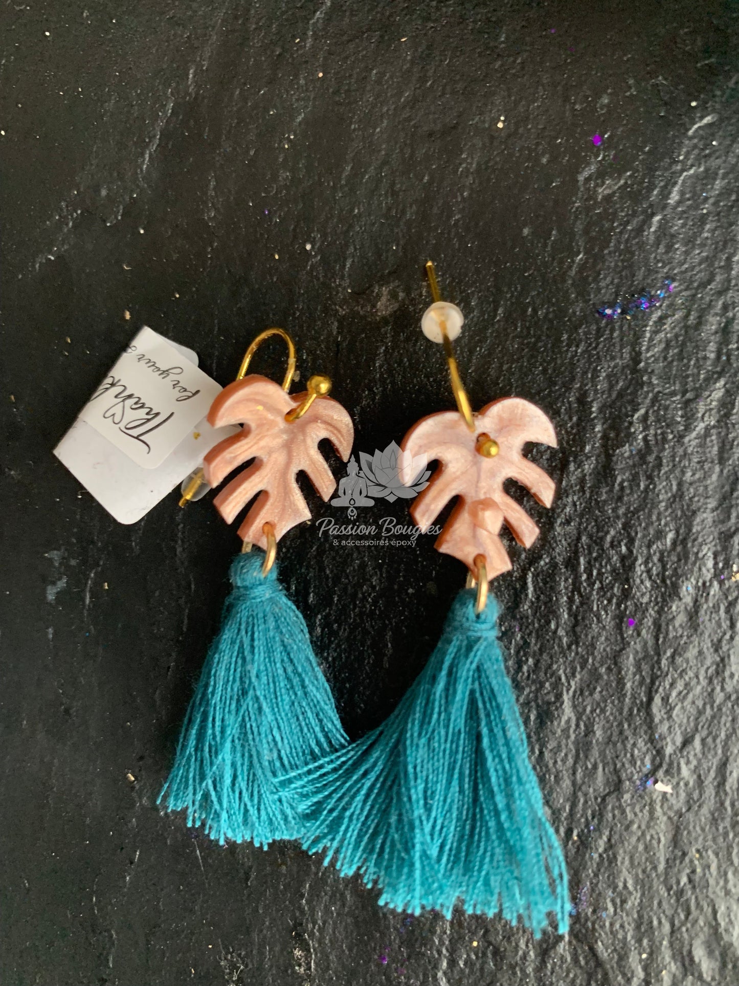 Boucles d’oreilles feuille monstera