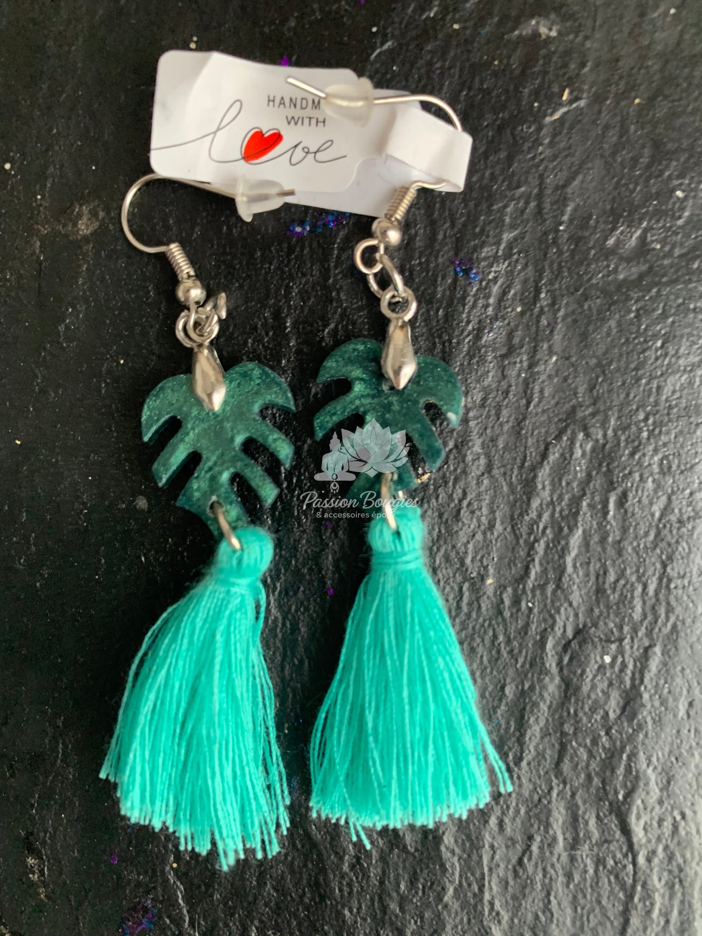 Boucles d’oreilles feuille monstera