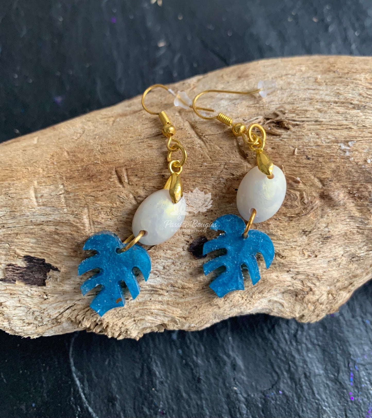 Boucles d’oreilles feuille monstera
