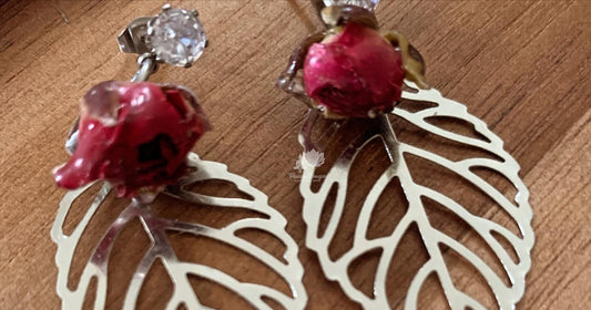 Boucles d’oreilles feuilles rose