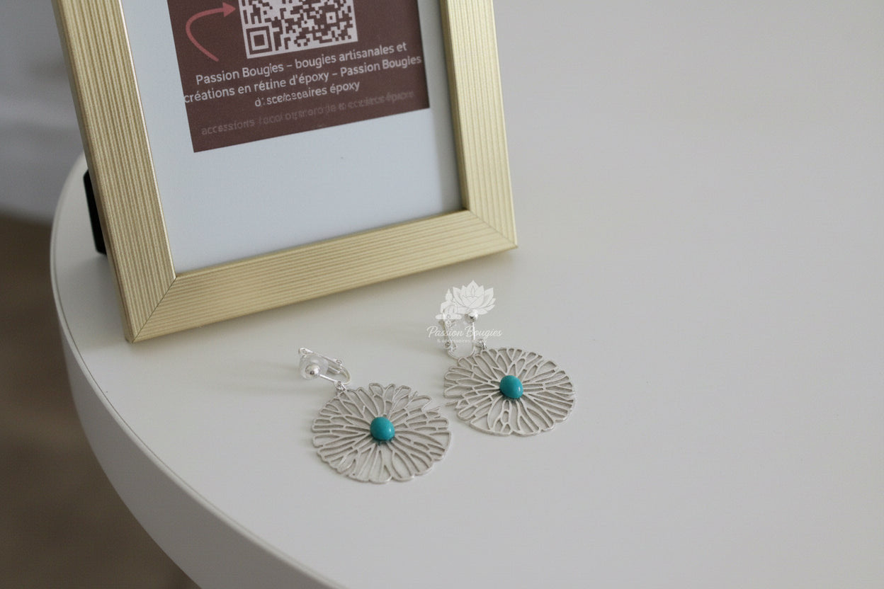 Boucles d’oreilles fleurs de turquoise ✨