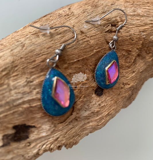 Boucles d’oreilles goutte bleue
