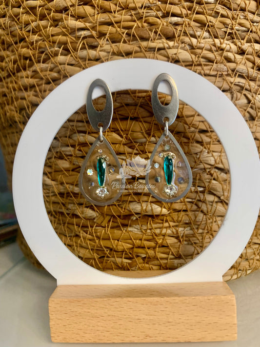 Boucles d’oreilles gouttes émeraude