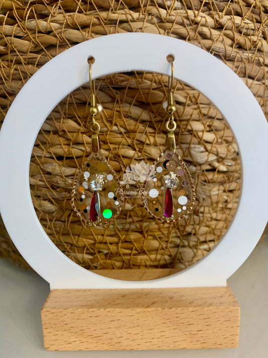 Boucles d’oreilles gouttes fuchsia