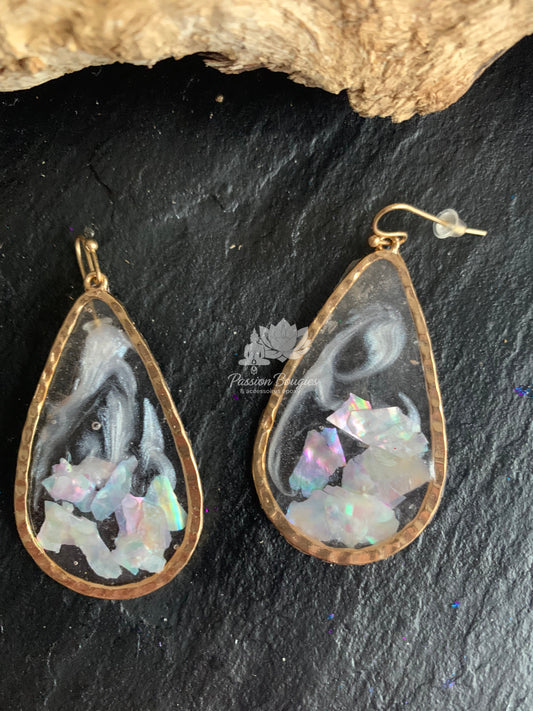 Boucles d’oreilles gouttes nacre blanche